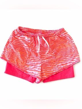 Zella Coral & Neon Pink Layered Athletic Shorts